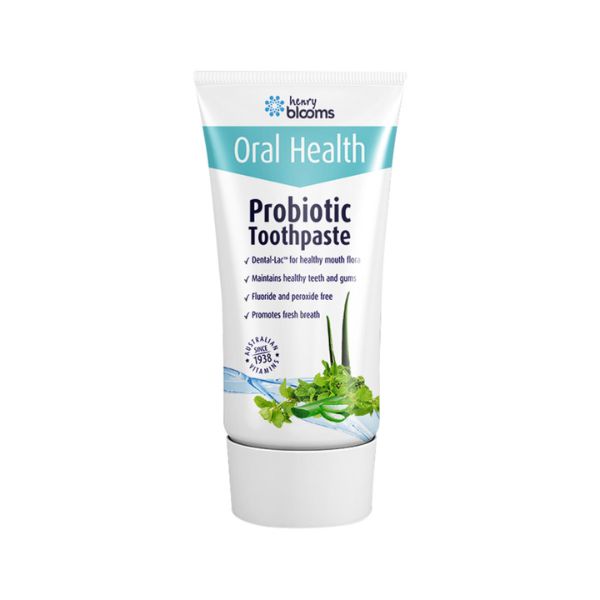 White tube probiotic toothpaste